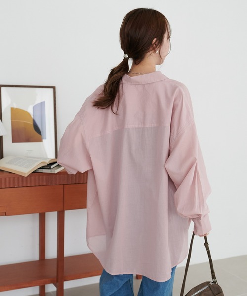 DISCOAT（ディスコート）の「コットンシアーレギュラーシャツ（シャツ/ブラウス・レディース・ネイビー/ベージュ/ピンク/ブラック/オフホワイト/ブルー/ブルー系その他/ベージュ系その他/ダークブラウン/ブルー系その他2/アイボリー・FREE）」の14枚目の写真