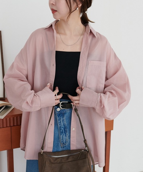 DISCOAT（ディスコート）の「コットンシアーレギュラーシャツ（シャツ/ブラウス・レディース・ネイビー/ベージュ/ピンク/ブラック/オフホワイト/ブルー/ブルー系その他/ベージュ系その他/ダークブラウン/ブルー系その他2/アイボリー・FREE）」の13枚目の写真