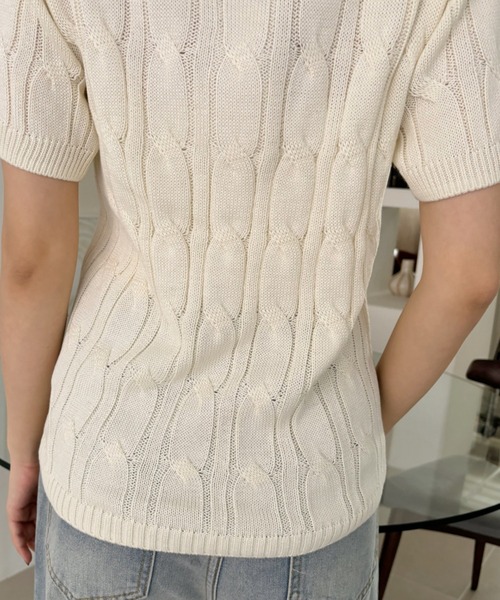 U.S. POLO ASSN.(ユーエスポロアッスン)の「Ada.別注 // U.S. POLO ASSN ケーブル サマーニット ポロシャツ(ポロシャツ・レディース・ネイビー/イエロー/アイボリー/ピンク/グレー・M/S)」の16枚目の写真