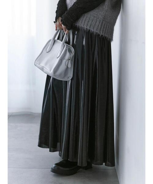 Samansa Mos2 blue（サマンサモスモスブルー）の「◎光沢フレアスカート（スカート・レディース・ブラック/ブラウン/シルバー・F）」の18枚目の写真