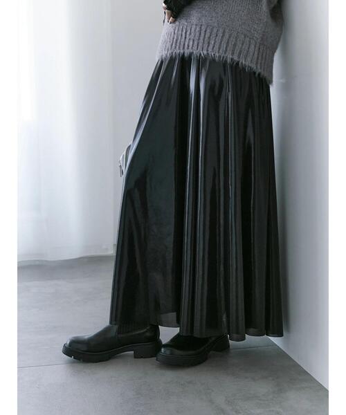 Samansa Mos2 blue（サマンサモスモスブルー）の「◎光沢フレアスカート（スカート・レディース・ブラック/ブラウン/シルバー・F）」の19枚目の写真