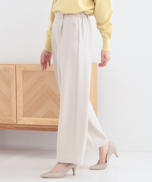 DRESKIP（ドレスキップ）の「【洗える/S-LL】脚のラインを拾いにくい センタープレス タックワイドパンツ（その他パンツ・レディース・グレー/ブラック/ライトベージュ・01/02/03/04）」の3枚目の写真
