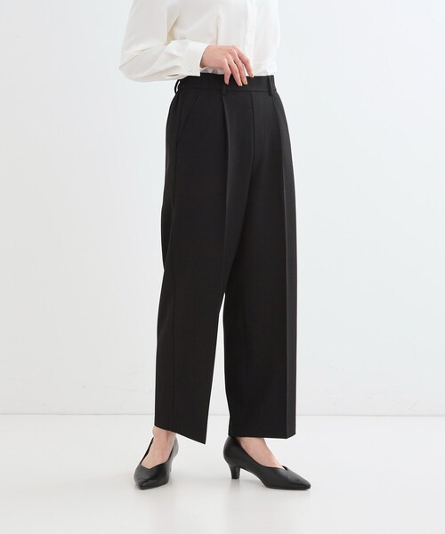 DRESKIP（ドレスキップ）の「【洗える/S-LL】脚のラインを拾いにくい センタープレス タックワイドパンツ（その他パンツ・レディース・グレー/ブラック/ライトベージュ・01/02/03/04）」の5枚目の写真