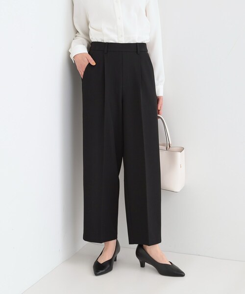 DRESKIP（ドレスキップ）の「【洗える/S-LL】脚のラインを拾いにくい センタープレス タックワイドパンツ（その他パンツ・レディース・グレー/ブラック/ライトベージュ・01/02/03/04）」の6枚目の写真