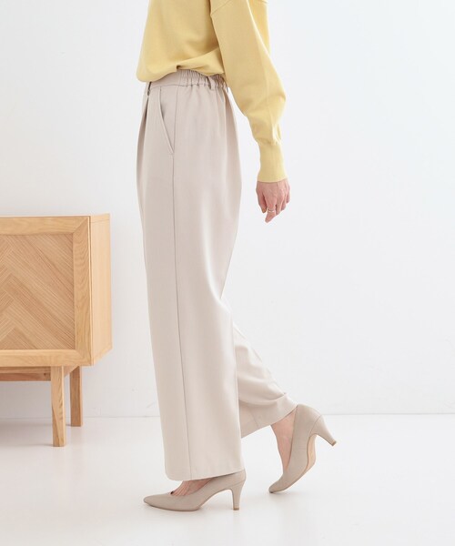 DRESKIP（ドレスキップ）の「【洗える/S-LL】脚のラインを拾いにくい センタープレス タックワイドパンツ（その他パンツ・レディース・グレー/ブラック/ライトベージュ・01/02/03/04）」の9枚目の写真