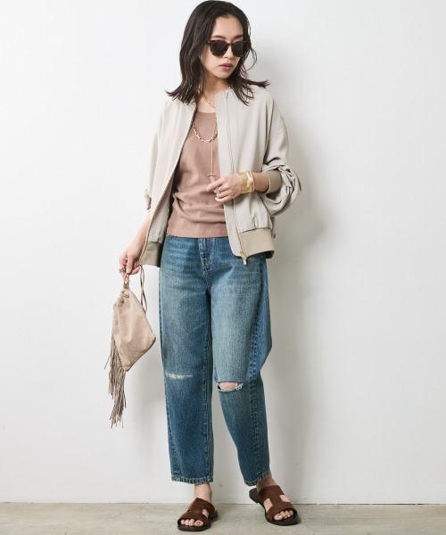 CHIC STYLE(シックスタイル)の「ヴィンテージ風9分丈デニムパンツ<大きいサイズ有>シックスタイル(デニムパンツ・レディース・ネイビー系/ブルー系・80/76/84/88/92/96/98/73/122/106/114)」の6枚目の写真