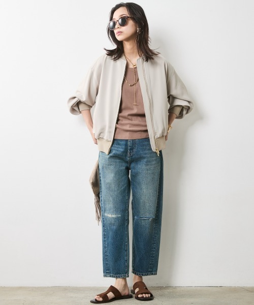 CHIC STYLE(シックスタイル)の「ヴィンテージ風9分丈デニムパンツ<大きいサイズ有>シックスタイル(デニムパンツ・レディース・ネイビー系/ブルー系・80/76/84/88/92/96/98/73/122/106/114)」の7枚目の写真