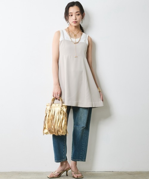 CHIC STYLE(シックスタイル)の「ヴィンテージ風9分丈デニムパンツ<大きいサイズ有>シックスタイル(デニムパンツ・レディース・ネイビー系/ブルー系・80/76/84/88/92/96/98/73/122/106/114)」の12枚目の写真