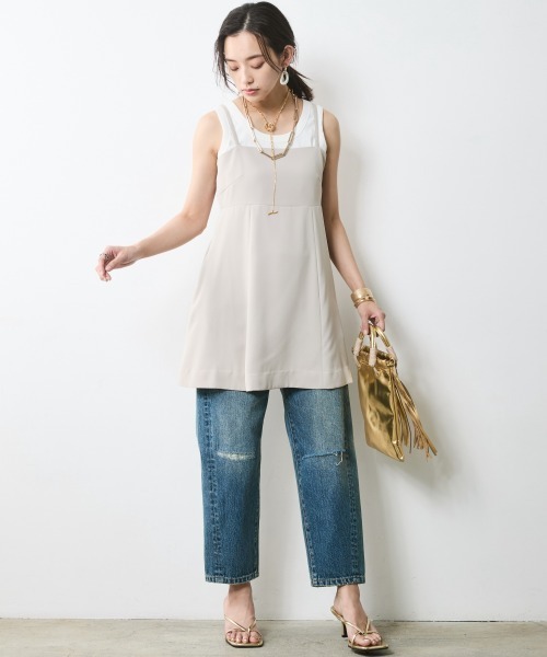 CHIC STYLE(シックスタイル)の「ヴィンテージ風9分丈デニムパンツ<大きいサイズ有>シックスタイル(デニムパンツ・レディース・ネイビー系/ブルー系・80/76/84/88/92/96/98/73/122/106/114)」の13枚目の写真