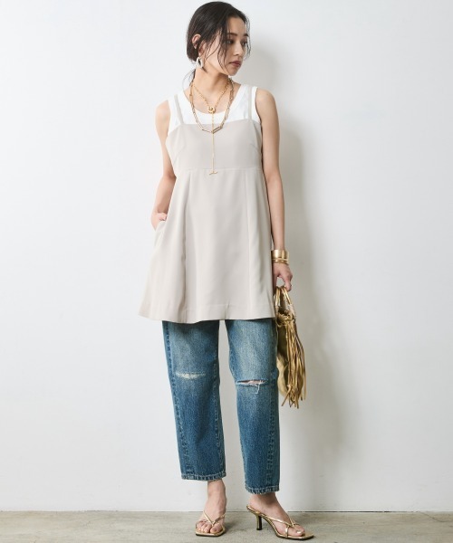 CHIC STYLE(シックスタイル)の「ヴィンテージ風9分丈デニムパンツ<大きいサイズ有>シックスタイル(デニムパンツ・レディース・ネイビー系/ブルー系・80/76/84/88/92/96/98/73/122/106/114)」の14枚目の写真