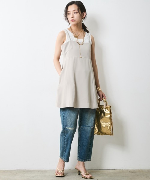 CHIC STYLE(シックスタイル)の「ヴィンテージ風9分丈デニムパンツ<大きいサイズ有>シックスタイル(デニムパンツ・レディース・ネイビー系/ブルー系・80/76/84/88/92/96/98/73/122/106/114)」の17枚目の写真