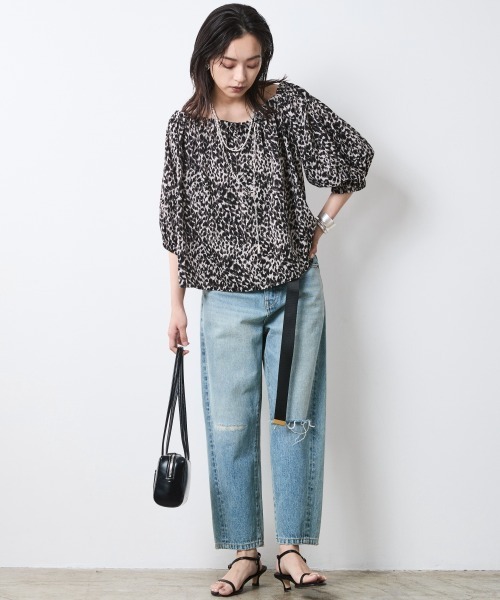 セール】ヴィンテージ風9分丈デニムパンツ＜大きいサイズ有＞シック