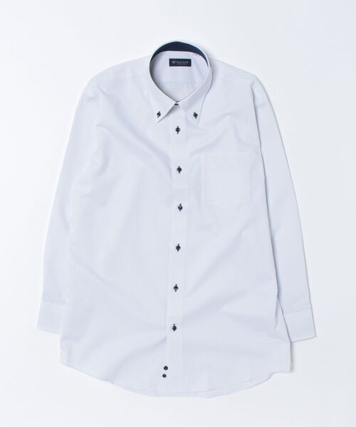 TOKYO SHIRTS(トウキョウシャツ)の「透け防止 形態安定ノーアイロン ボタンダウン 長袖ビジネスワイシャツ(ビジネスシャツ・メンズ・ブルー・首回り39cm-裄丈80cm/首回り39cm-裄丈84cm/首回り41cm-裄丈82cm/首回り41cm-裄丈86cm/首回り43cm-裄丈86cm/首回り43cm-裄丈82cm/首回り42cm-裄丈86cm/首回り42cm-裄丈82cm/首回り37cm-裄丈80cm/首回り37cm-裄丈84cm)」の6枚目の写真