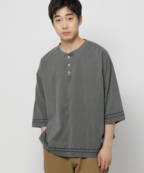 セール】エンブロイダリーヘンリーネックTシャツ（Tシャツ