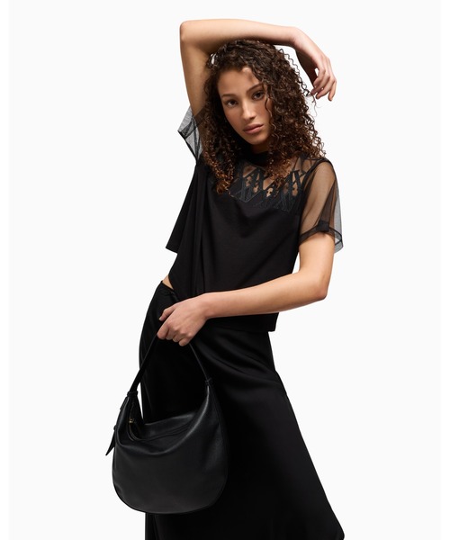 ARMANI EXCHANGE(アルマーニエクスチェンジ)の「【A|X アルマーニ エクスチェンジ】<ZOZO限定>BOXロゴバックル ワンハンドルバッグ(ハンドバッグ・レディース・ブラック/ダークブラウン/ベージュ・FREE)」の6枚目の写真