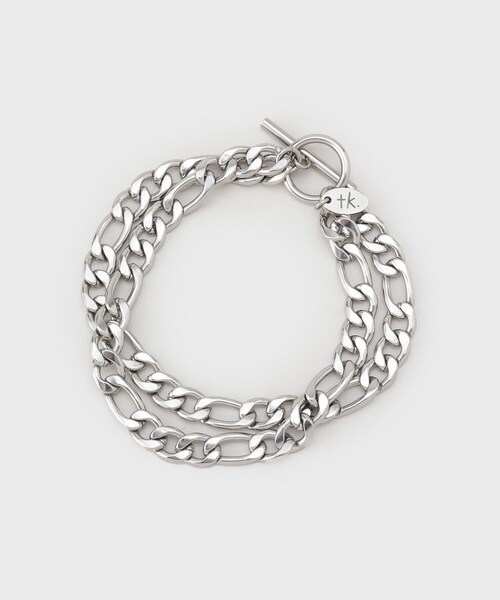 tk.TAKEO KIKUCHI(ティーケータケオキクチ)の「アソートステンレスダブルブレス(ブレスレット・メンズ・シルバー系/シルバー系1/シルバー・00)」の1枚目の写真