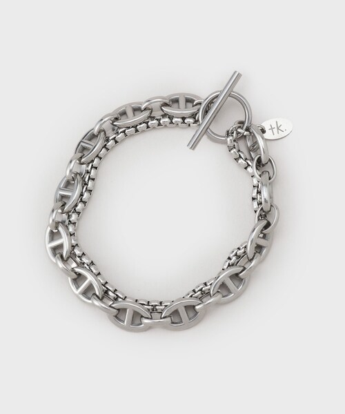 tk.TAKEO KIKUCHI(ティーケータケオキクチ)の「アソートステンレスダブルブレス(ブレスレット・メンズ・シルバー系/シルバー系1/シルバー・00)」の2枚目の写真