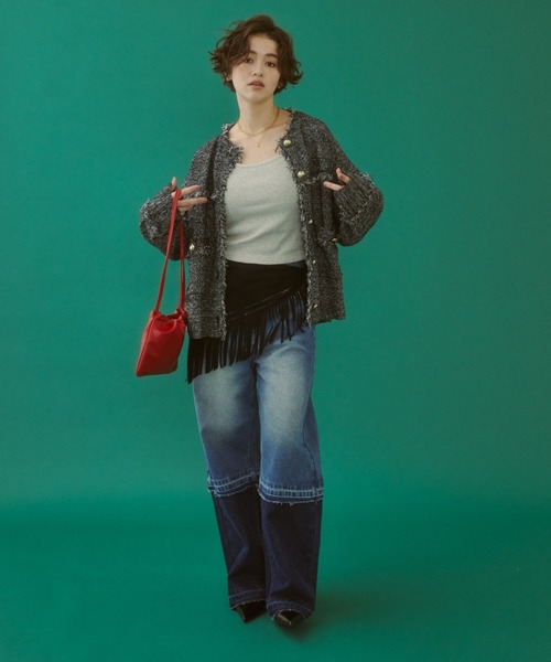 MIRROR STOKE(ミラーストーク)の「【ZOZO限定】COLOR PANEL DENIM PANTS/カラーパネルデニムパンツ(デニムパンツ・レディース・グレー/サックスブルー・LARGE/MEDIUM)」の12枚目の写真