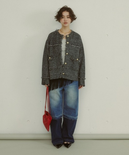 MIRROR STOKE(ミラーストーク)の「【ZOZO限定】COLOR PANEL DENIM PANTS/カラーパネルデニムパンツ(デニムパンツ・レディース・グレー/サックスブルー・LARGE/MEDIUM)」の15枚目の写真