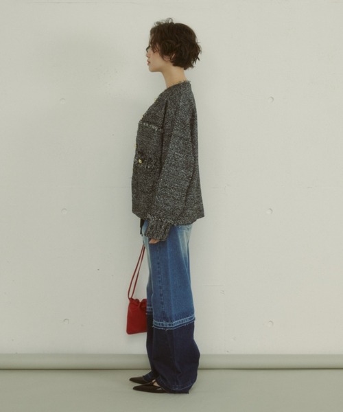 MIRROR STOKE(ミラーストーク)の「【ZOZO限定】COLOR PANEL DENIM PANTS/カラーパネルデニムパンツ(デニムパンツ・レディース・グレー/サックスブルー・LARGE/MEDIUM)」の16枚目の写真