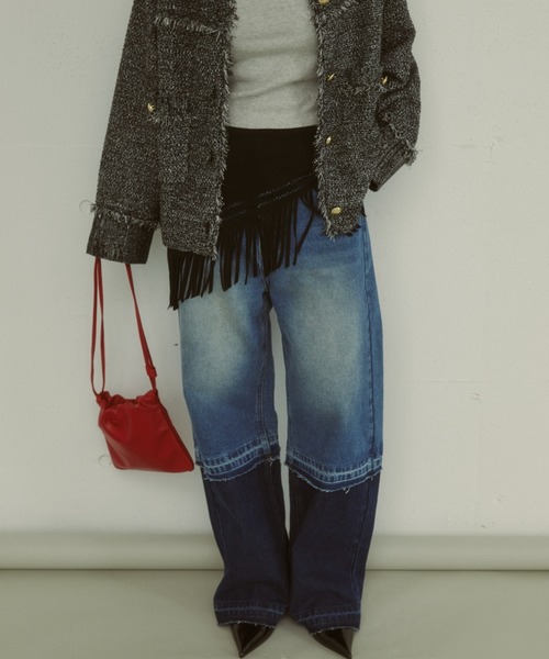 MIRROR STOKE(ミラーストーク)の「【ZOZO限定】COLOR PANEL DENIM PANTS/カラーパネルデニムパンツ(デニムパンツ・レディース・グレー/サックスブルー・LARGE/MEDIUM)」の19枚目の写真