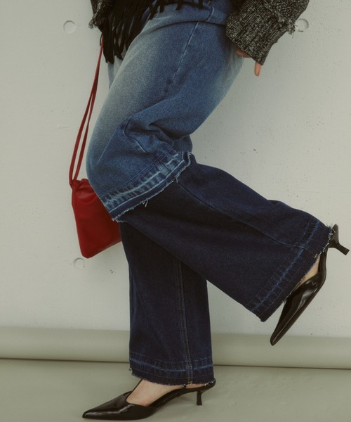 MIRROR STOKE(ミラーストーク)の「【ZOZO限定】COLOR PANEL DENIM PANTS/カラーパネルデニムパンツ(デニムパンツ・レディース・グレー/サックスブルー・LARGE/MEDIUM)」の20枚目の写真