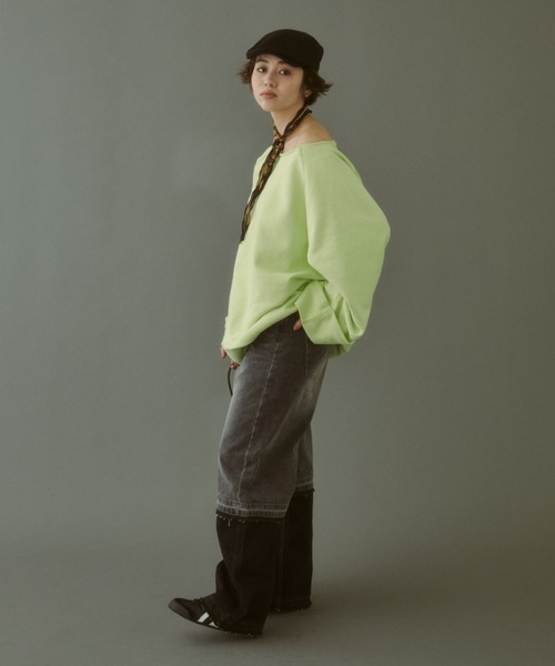 MIRROR STOKE(ミラーストーク)の「【ZOZO限定】COLOR PANEL DENIM PANTS/カラーパネルデニムパンツ(デニムパンツ・レディース・グレー/サックスブルー・LARGE/MEDIUM)」の22枚目の写真