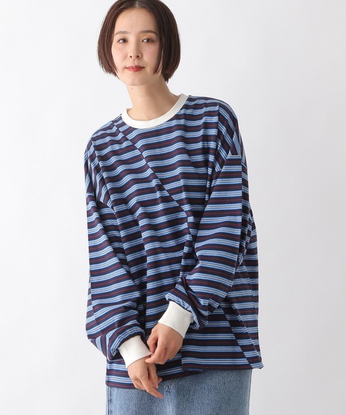 LEPSIM(レプシィム)の「クレイジーマルチボーダーロンT 289457(Tシャツ/カットソー・レディース・ネイビー/ライトブルー/グリーン・FREE)」の11枚目の写真