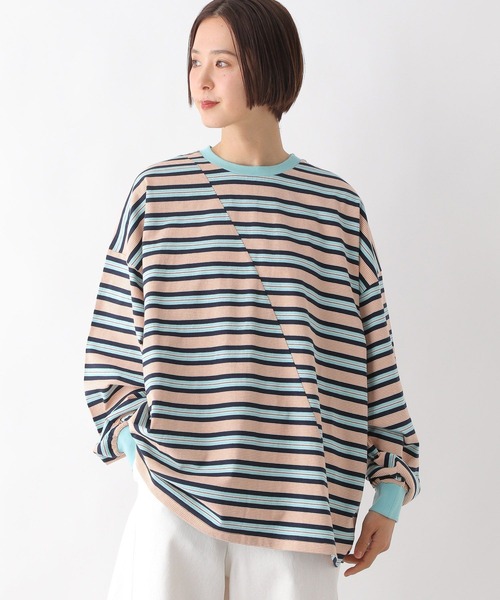 LEPSIM(レプシィム)の「クレイジーマルチボーダーロンT 289457(Tシャツ/カットソー・レディース・ネイビー/ライトブルー/グリーン・FREE)」の13枚目の写真