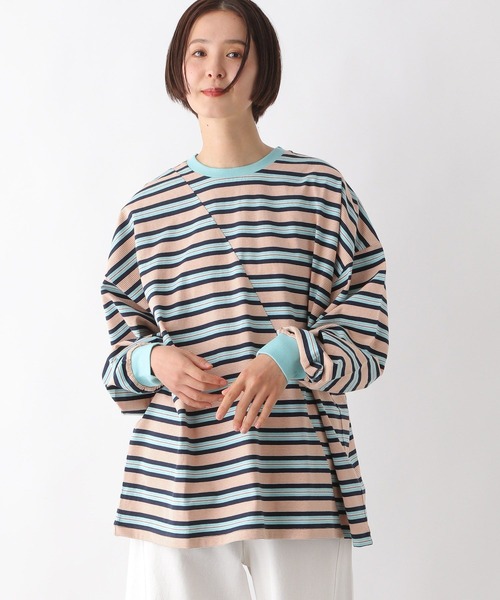 LEPSIM(レプシィム)の「クレイジーマルチボーダーロンT 289457(Tシャツ/カットソー・レディース・ネイビー/ライトブルー/グリーン・FREE)」の14枚目の写真