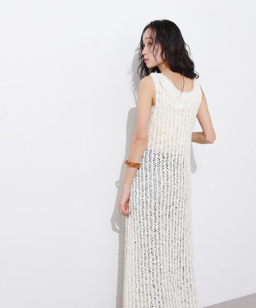 N.(N. Natural Beauty Basic)(エヌエヌナチュラルビューティーベーシック)の「メッシュニットワンピース(ワンピース・レディース・ブラウン/オフホワイト/ホワイト系その他・MEDIUM)」の5枚目の写真