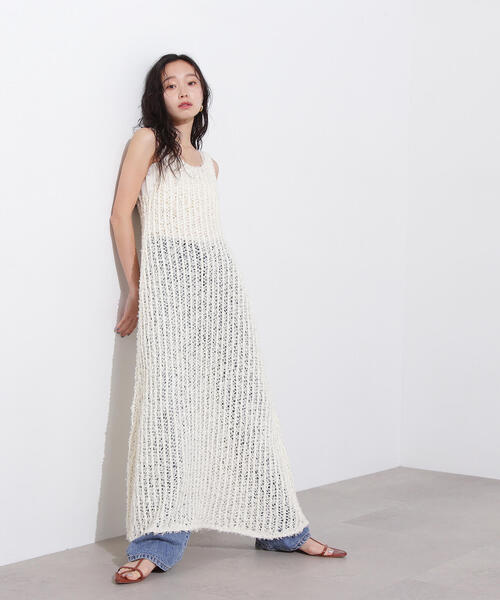 N.(N. Natural Beauty Basic)(エヌエヌナチュラルビューティーベーシック)の「メッシュニットワンピース(ワンピース・レディース・ブラウン/オフホワイト/ホワイト系その他・MEDIUM)」の6枚目の写真