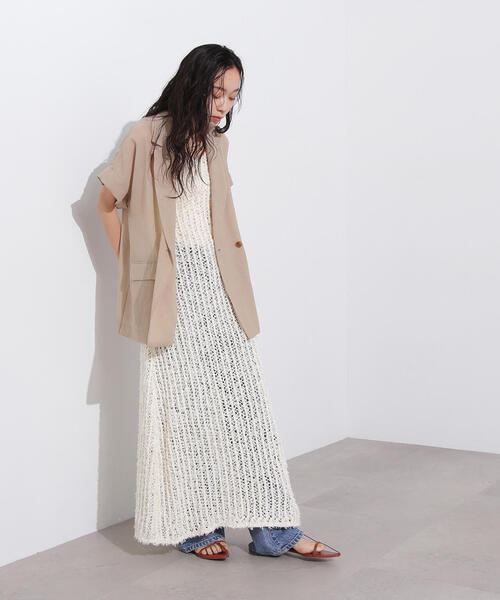 N.(N. Natural Beauty Basic)(エヌエヌナチュラルビューティーベーシック)の「メッシュニットワンピース(ワンピース・レディース・ブラウン/オフホワイト/ホワイト系その他・MEDIUM)」の9枚目の写真