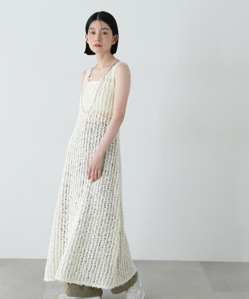 N.(N. Natural Beauty Basic)(エヌエヌナチュラルビューティーベーシック)の「メッシュニットワンピース(ワンピース・レディース・ブラウン/オフホワイト/ホワイト系その他・MEDIUM)」の12枚目の写真