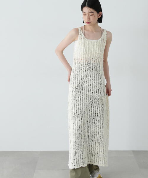 N.(N. Natural Beauty Basic)(エヌエヌナチュラルビューティーベーシック)の「メッシュニットワンピース(ワンピース・レディース・ブラウン/オフホワイト/ホワイト系その他・MEDIUM)」の13枚目の写真