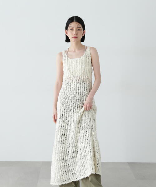 N.(N. Natural Beauty Basic)(エヌエヌナチュラルビューティーベーシック)の「メッシュニットワンピース(ワンピース・レディース・ブラウン/オフホワイト/ホワイト系その他・MEDIUM)」の14枚目の写真