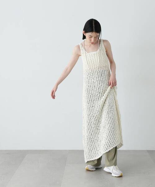 N.(N. Natural Beauty Basic)(エヌエヌナチュラルビューティーベーシック)の「メッシュニットワンピース(ワンピース・レディース・ブラウン/オフホワイト/ホワイト系その他・MEDIUM)」の15枚目の写真