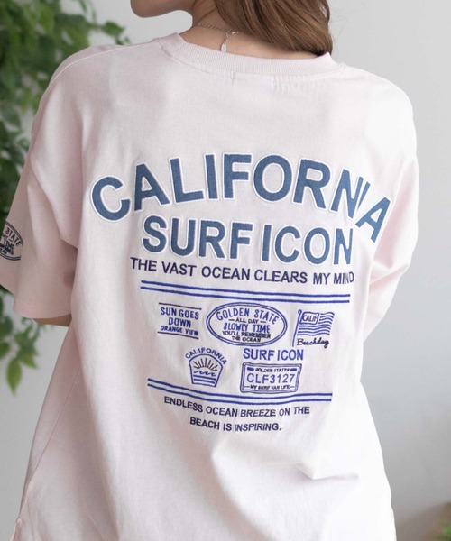 UNDERWRAPS(アンダーラップス)の「UNDERWRAPS BIGデニム貼り付けスリットTシャツ(Tシャツ/カットソー・レディース・ライトピンク/ライトグリーン/ダークグレー・フリー)」の2枚目の写真