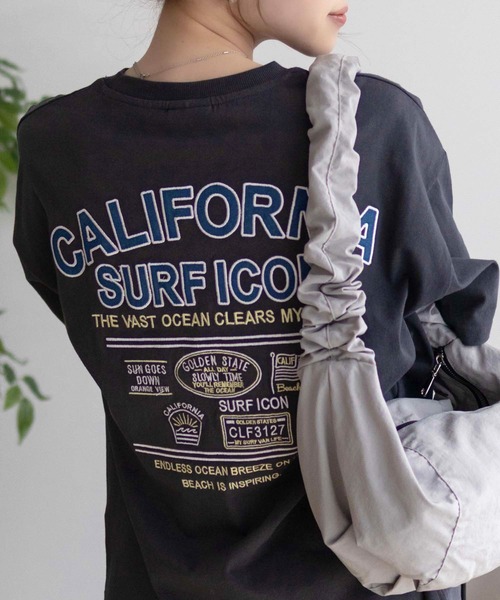 UNDERWRAPS(アンダーラップス)の「UNDERWRAPS BIGデニム貼り付けスリットTシャツ(Tシャツ/カットソー・レディース・ライトピンク/ライトグリーン/ダークグレー・フリー)」の8枚目の写真