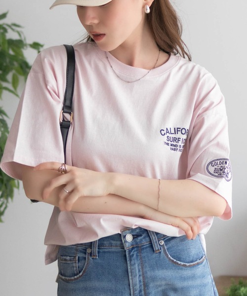 UNDERWRAPS(アンダーラップス)の「UNDERWRAPS BIGデニム貼り付けスリットTシャツ(Tシャツ/カットソー・レディース・ライトピンク/ライトグリーン/ダークグレー・フリー)」の22枚目の写真