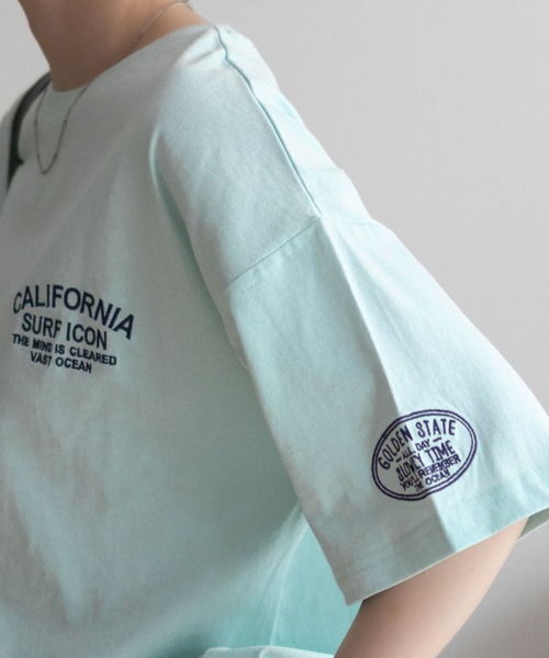 UNDERWRAPS(アンダーラップス)の「UNDERWRAPS BIGデニム貼り付けスリットTシャツ(Tシャツ/カットソー・レディース・ライトピンク/ライトグリーン/ダークグレー・フリー)」の17枚目の写真