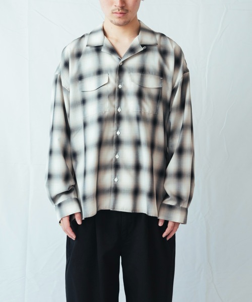 Toironier(トワロニエ)の「Toironier/トワロニエ/Opencollar Check Shirt(シャツ/ブラウス・メンズ・ブラック/グレー・F)」の1枚目の写真
