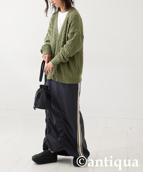 antiqua（アンティカ）の「アランニットカーディガン（ニット/セーター・レディース・グリーン/ブラック/ベージュ・ONESIZE）」の15枚目の写真