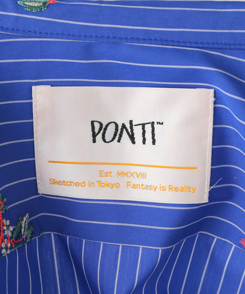 PONTI(ポンティ)の「PONTI Flower Embroidery Striped Shirt PO1Q014:シャツ(シャツ/ブラウス・レディース・ブルー・FREE)」の8枚目の写真
