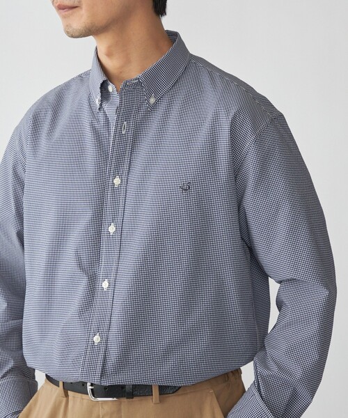 SHIPS（シップス）の「【WEB限定】SHIPS: SOLOTEX(R) DRY ワンポイントロゴ シアサッカー ボタンダウンシャツ（シャツ/ブラウス・メンズ・ネイビー/ホワイト/ブラック・X-LARGE/LARGE/MEDIUM/SMALL）」の3枚目の写真