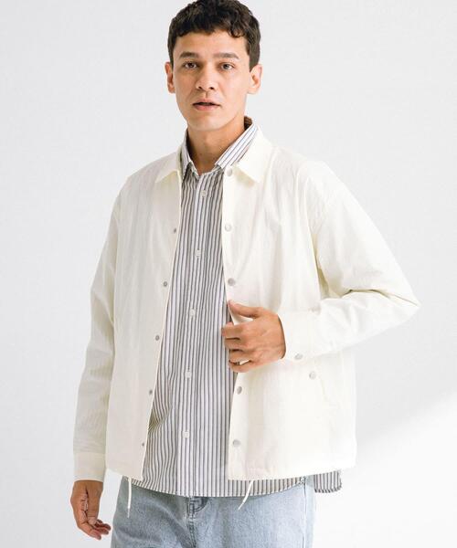 URBAN RESEARCH Sonny Label（アーバンリサーチサニーレーベル）の「撥水シャツカーディガン（シャツ/ブラウス・メンズ・ベージュ系その他/オフホワイト/ネイビー/ブラック・MEDIUM/LARGE）」の7枚目の写真