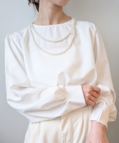 LANVIN en Bleu 定価3.1万 ボリューム袖ドレス パフスリーブ（セール  