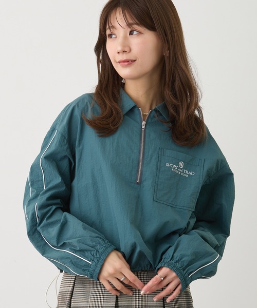 NICOLE CLUB(ニコル クラブ)の「トラックハーフジッププルオーバー(シャツ/ブラウス・レディース・グリーン/オフホワイト/ブラック・MEDIUM)」の3枚目の写真