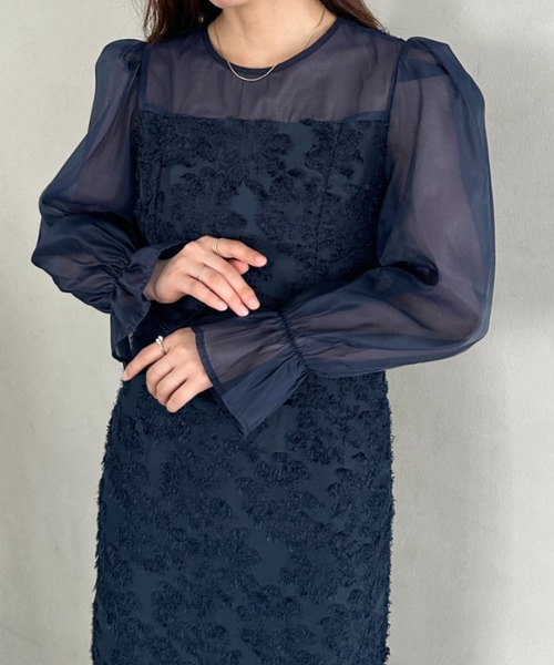 セール】ラウンドネックシアーロングワンピース ドレス(ドレス セール】ラウンドネックシアーロングワンピース ドレス(ドレス