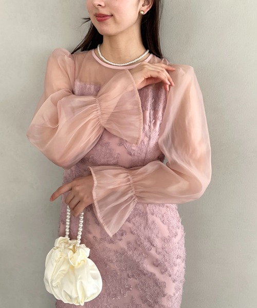 MYMOOD.(マイムード)の「【お気に入り10000越え♪】ラウンドネックシアーロングワンピース ドレス 結婚式お呼ばれオケージョンパーティー(ドレス・レディース・ブラック/グレー/ネイビー/アイボリー/ピンク・FREE)」の5枚目の写真
